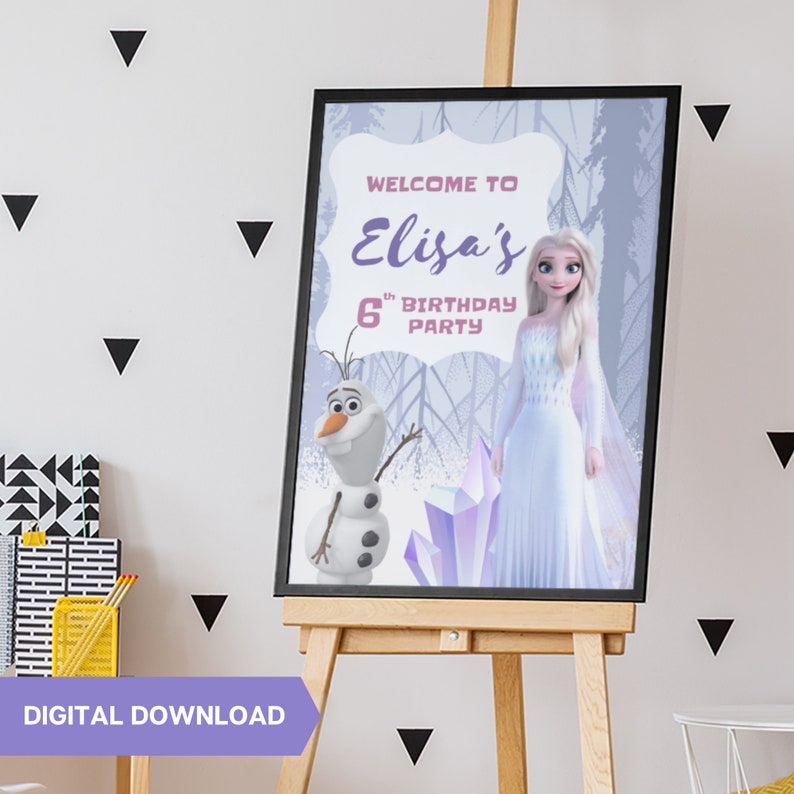Disney Frozen birthday party welcome sign, welcome banner Disney frozen, Elsa birthday banner, Elsa birthday party, Disney frozen birthday party, Olaf birthday banner, Elsa birthday poster, Disney frozen party decorations, elsa party welcome banner