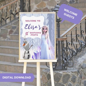 Disney Frozen birthday party welcome sign, welcome banner Disney frozen, Elsa birthday banner, Elsa birthday party, Disney frozen birthday party, Olaf birthday banner, Elsa birthday poster, Disney frozen party decorations, elsa party welcome banner