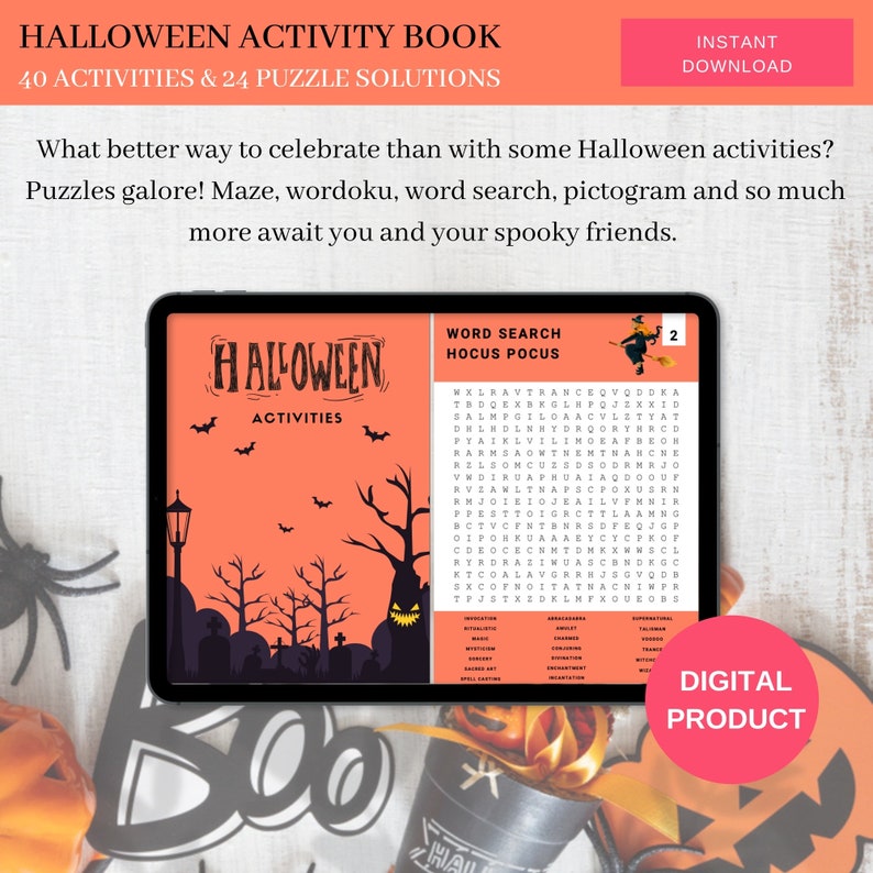 Halloween kids activity book, halloween kids busy book, halloween busy book, halloween activity book, kids Halloween games, halloween puzzles, halloween printable games, kids halloween activity book, printable halloween games, printable busy book.