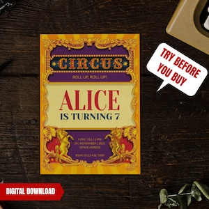 CIRCUS BIRTHDAY INVITATION | The Greatest Showman Invitation | Carnival Invitation | Big Top Party Invitation | Kids Themed Birthday Party