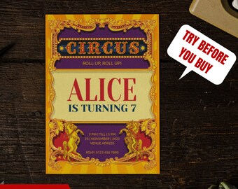 CIRCUS BIRTHDAY INVITATION | The Greatest Showman Invitation | Carnival Invitation | Big Top Party Invitation | Kids Themed Birthday Party