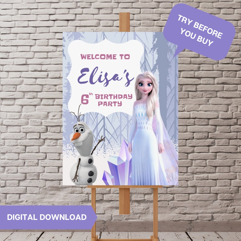 Disney Frozen birthday party welcome sign, welcome banner Disney frozen, Elsa birthday banner, Elsa birthday party, Disney frozen birthday party, Olaf birthday banner, Elsa birthday poster, Disney frozen party decorations, elsa party welcome banner