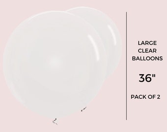 GIANT Crystal CLEAR BALLOONS | Pack of 2 | 36" Latex | Large Clear Balloons | Wedding Balloons | Birthday Balloons | Party Balloons