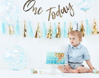ONE TODAY BLUE | 1st BirthdBlue Baby Cake Smash 1st Birthday Kit | One Today Party Decor | Blue Boy Cake Smash