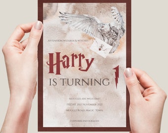 Harry Potter Party Personalised Birthday Invitation | School of Witchcraft Wizardry | Bespoke Birthday Invitations | Kids Party Invitations