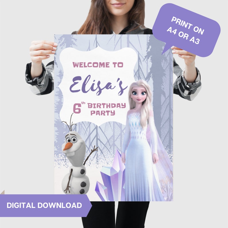 Disney Frozen birthday party welcome sign, welcome banner Disney frozen, Elsa birthday banner, Elsa birthday party, Disney frozen birthday party, Olaf birthday banner, Elsa birthday poster, Disney frozen party decorations, elsa party welcome banner