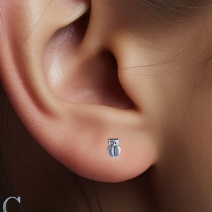 Tiny Owl Sterling Silver Rhodium Plated Stud Earrings | Small Dainty Owls Bird Jewelry | Tiny Cute Animal Studs | Jewellery Gift for Her