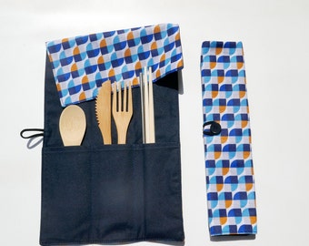 Cutlery pouch in coated cotton and cotton - cutlery case