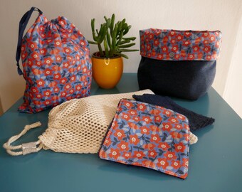Washable wipes and matching bags/baskets/catch-all trays