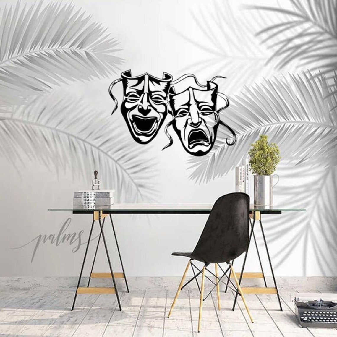 Comedy Tragedy Drama Masks Metal Wall Decor Home Office Etsy