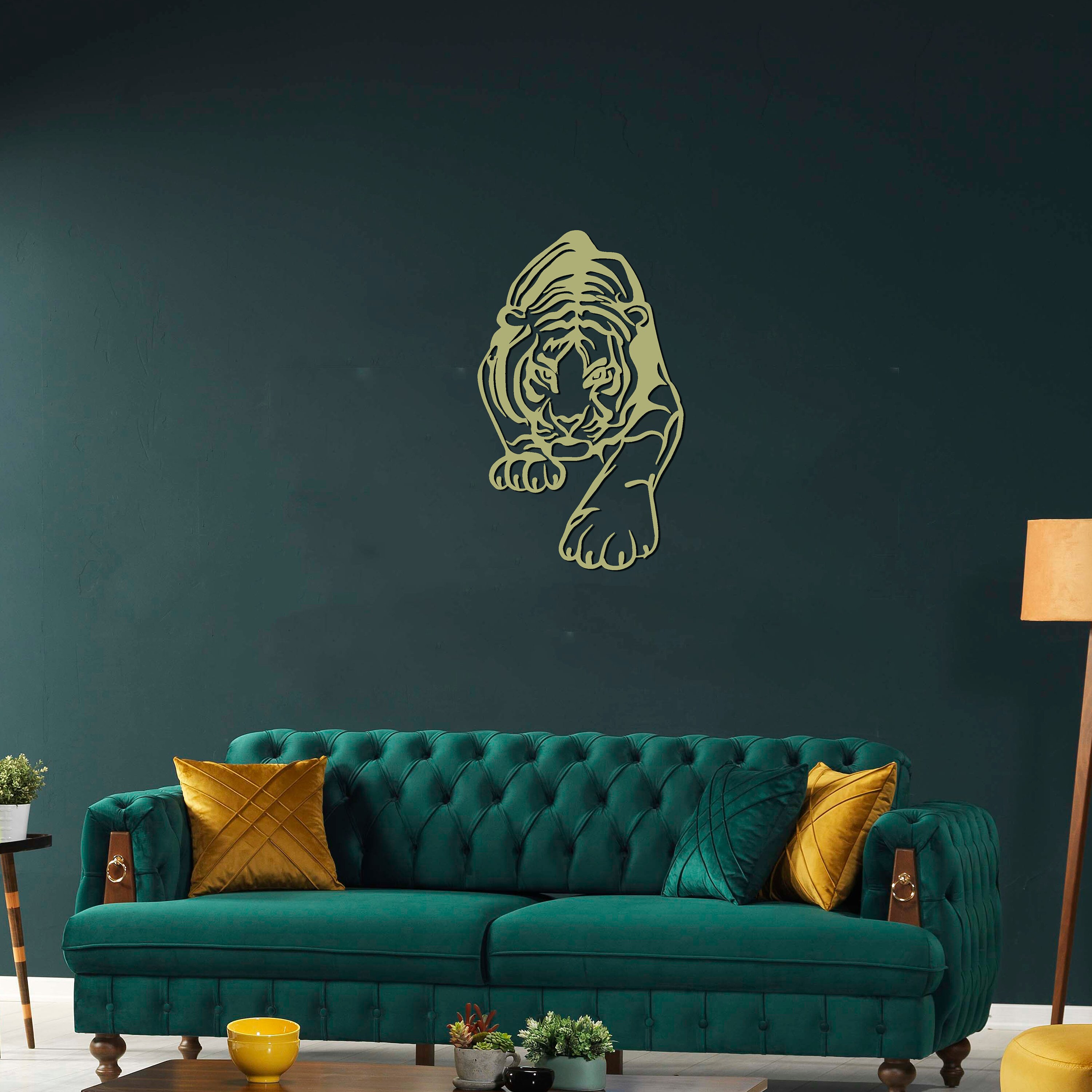 Tiger Metal Wall Art Metal Wall Decor Tiger Livingroom Wall Etsy