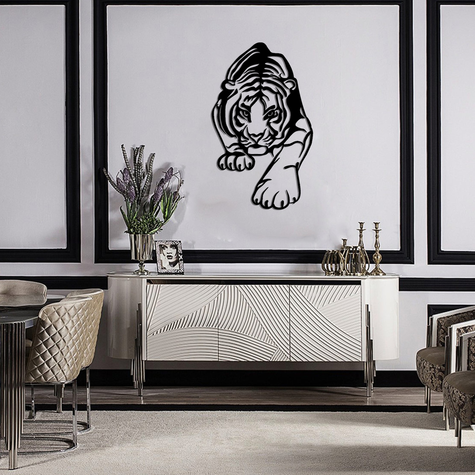 Tiger Metal Wall Art Metal Wall Decor Tiger Livingroom Wall Etsy