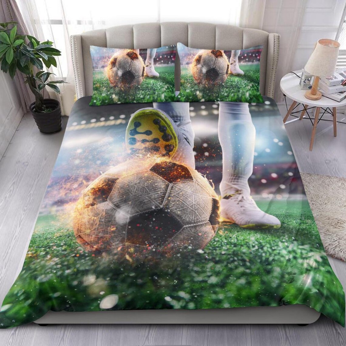 Soccer Football Player Bedding Set Etsy