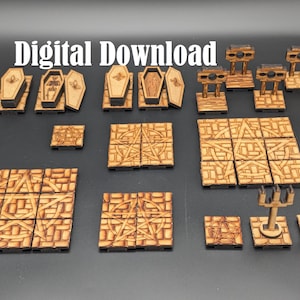 Digitale download - Modulaire Dungeon-uitbreiding 02 - Lasercut - CO2 - Vector - RPG - PDF. SVG.