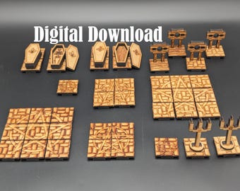 Digital Download - Modular Dungeon Expansion 02 - Laser Cut - CO2 - Vector - RPG - PDF. SVG.
