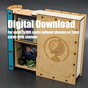 Deckbox in de vorm van een boek - MTG - Disney Lorcana - Digitale download - SVG PDF - geschikt voor maximaal 2x100 kaarten zonder hoesjes of 2x60 kaarten met hoesjes
