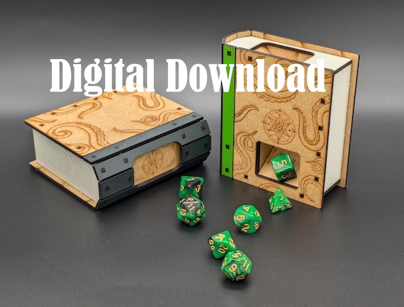 Book Shaped Dice Tower - Digital Download - SVG PDF - DnD accessories