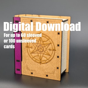 Caja de mazo con forma de libro - MTG - Disney Lorcana - Descarga digital - SVG PDF - Accesorios - Capacidad para hasta 60 cartas con funda o 100 sin funda