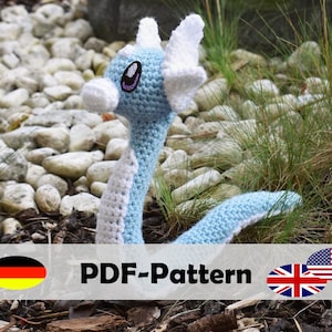 Dratini • Häkelanleitung • Amigurumi PDF-Datei [deutsch englisch] inkl. Stickdatei • Schlange