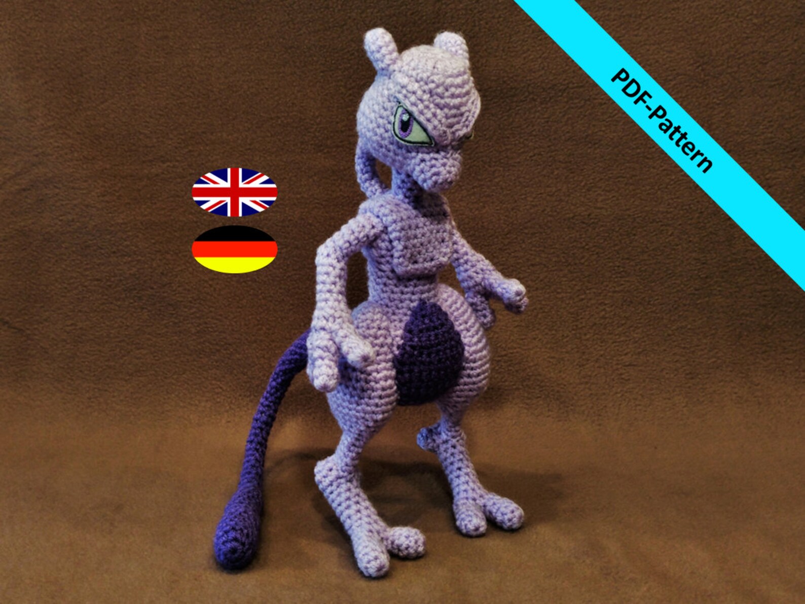 Mewtu Häkelanleitung Mewtwo Crochet Pattern Pokemon Etsy