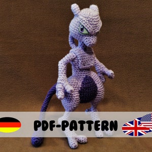 Mewtu • Häkelanleitung • Amigurumi PDF-Datei [deutsch englisch] inkl. Stickdatei
