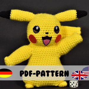 Pikachu • Crochet Pattern • Amigurumi PDF File [GERMAN and ENGLISH] incl. Embroidery File