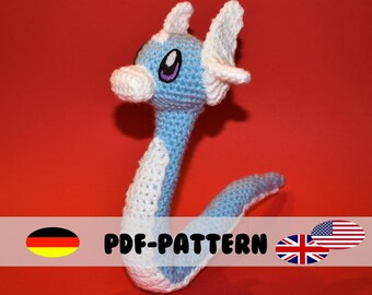 Dratini • Crochet Pattern • Amigurumi PDF File [GERMAN and ENGLISH] incl. Embroidery File • Snake