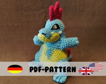 Croconaw • Crochet Pattern • Amigurumi PDF File (GERMAN and ENGLISH) incl. Embroidery File • Dinosaur