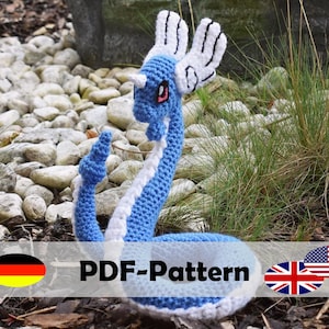 Dragonair • Crochet Pattern • Amigurumi PDF File [GERMAN and ENGLISH] incl. Embroidery File • Snake