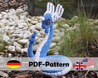 Dragonair • Crochet Pattern • Amigurumi PDF File [GERMAN and ENGLISH] incl. Embroidery File • Snake