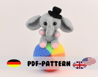 Egon the elephant • Crochet Pattern • Amigurumi PDF File [english german]
