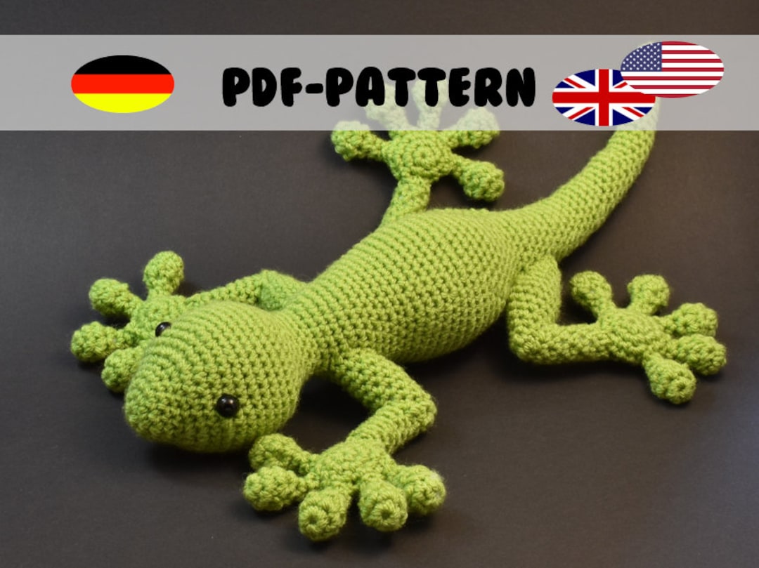 トカゲのフィン・ヤモリのかぎ針編みパターン・あみぐるみPDF