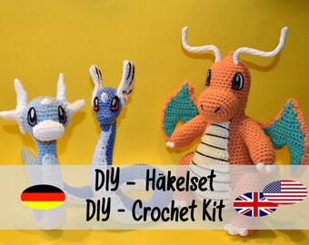 DIY Crochet Kit • Dratini • Dragonair • Dragonite • with PDF crochet pattern [english and german]
