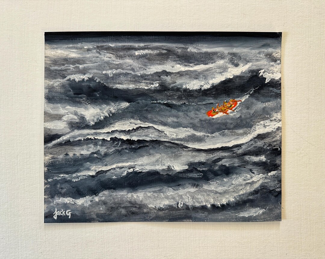 Raft - Acrylic Painting on Canvas Paper - Etsy