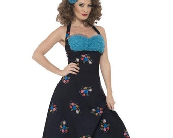 Grease Cha Digregorio Costume Adult Black Dress