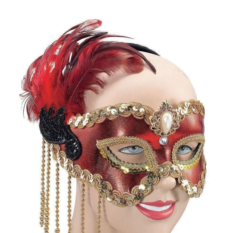 Fancy Dress Masquerade Frame Party Glass All Red Satin Eye Mask With Flower Fancy Dress Masquerade Frame Party Glass All Red Satin Eye Mask With Flower