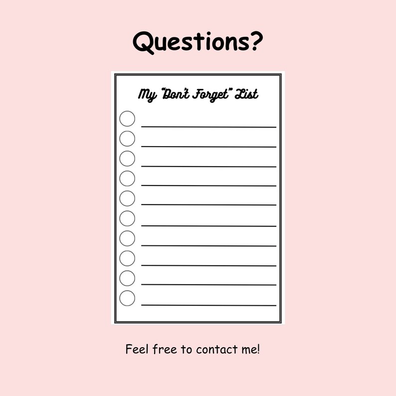 Printable to Do List Checklist Don't Forget List Grocery List PDF ...