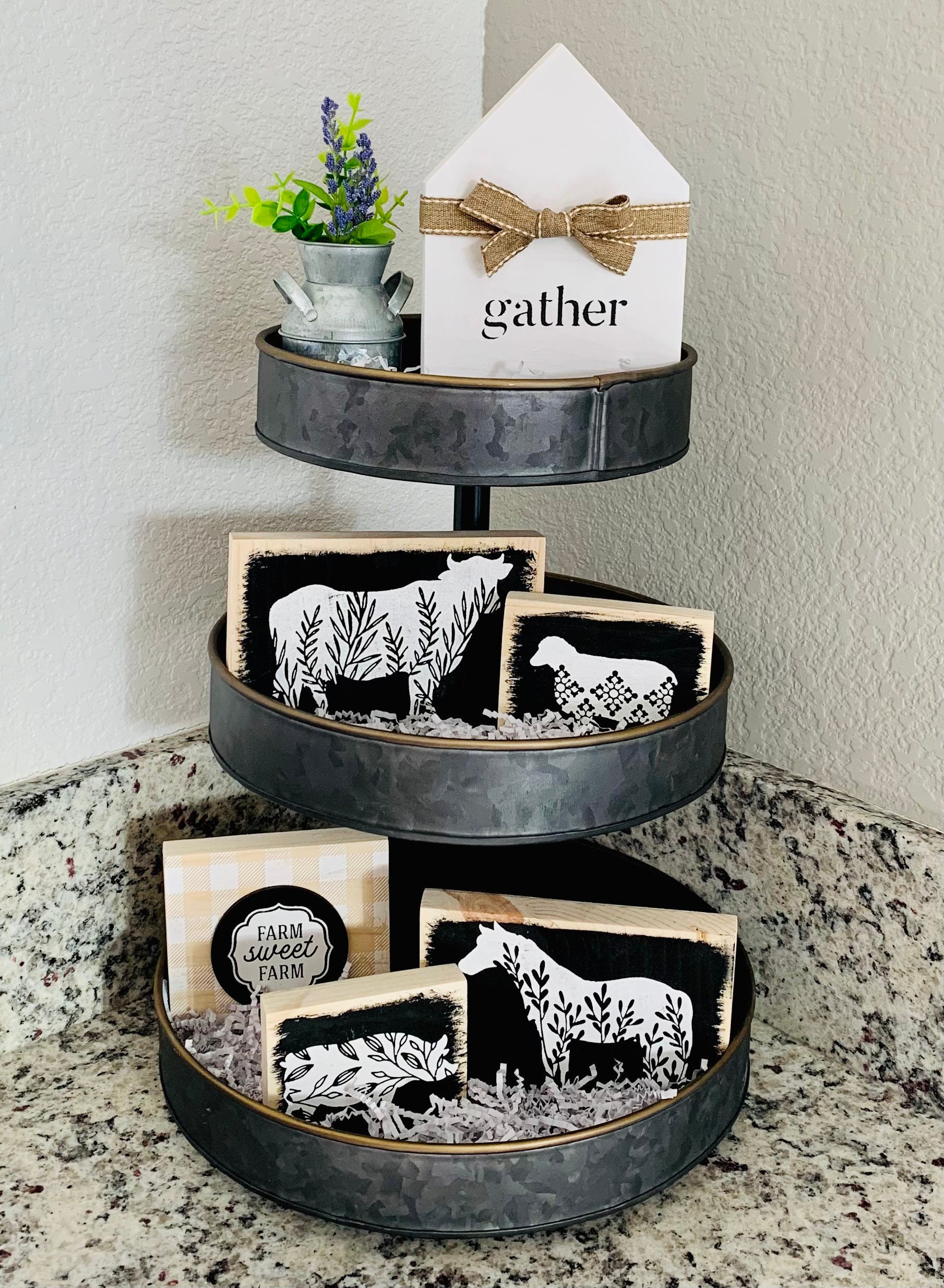 Farmhouse Tiered Tray Decor Etsy