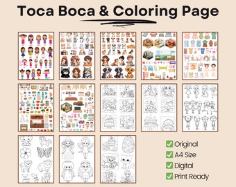 Toca Boca - Coloring Page -Total 13 Pages - Toca Boca (Hous -Doll Boy&Girl-Furniture-Bedroom - Bathroom - Kitchen - Livingroom - Dog - Cat)