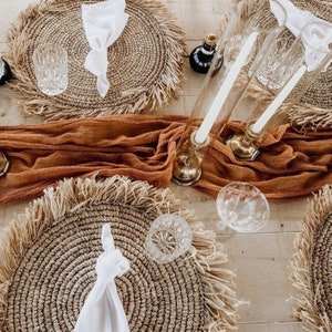 Natural Raffia Placemats, Boho Placemats, Fringe Placemats, Raffia  Placemats & Table Charger,placemats for Round Table,handwoven Raffia Mats 