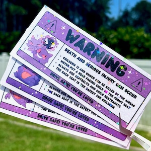 Warning Sticker For Car, Free Shipping, Cute Kawaii Car Accessory, Air Bag Sticker, Car Gift, Mirror Visor, Decal, Pink Accessories