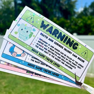 Car warning sticker, cute car accessories,  kawaii pink car decoration, car decor, aesthetic air bag warning sticker, girly car interior