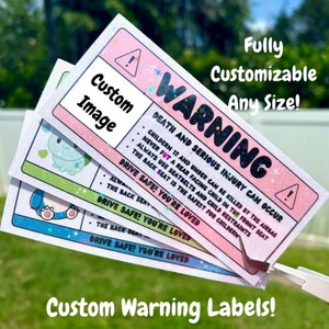 Custom Car Warning Sticker: Kawaii Pink Car Decor