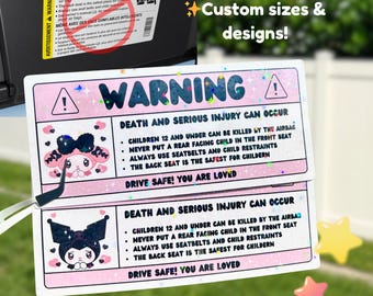 Air Bag Warning Sticker - Car Visor Label Cover For Personalization and Safety
