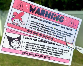 Cute Kawaii Holographic car label warning label, water resistant for Kitty Fans