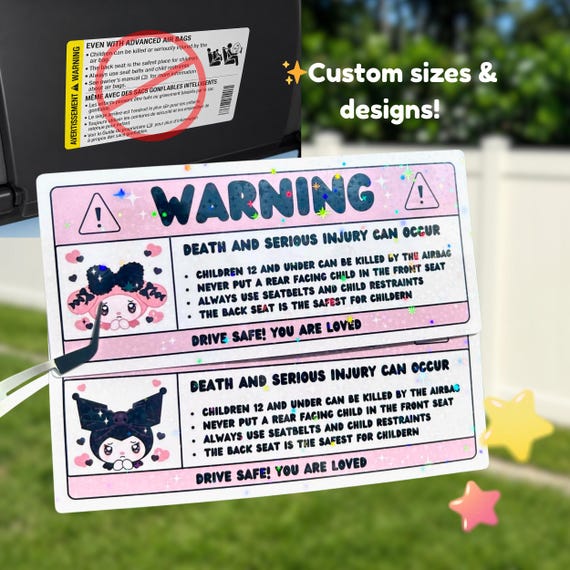 Air Bag Warning Sticker - Car Visor Label Cover For Personalization and Safety