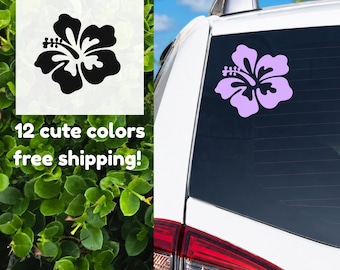 Tropical Hibiscus Flower Car Decal | Hawaiian Floral Vinyl Sticker