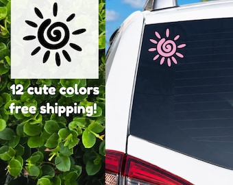 Spiral Sun Vinyl Decal | Y2K Retro Beach Car Sticker