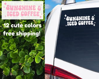 Sunshine Iced Coffee Decal | Holographic Vinyl Sticker (Car, Cup, Laptop)
