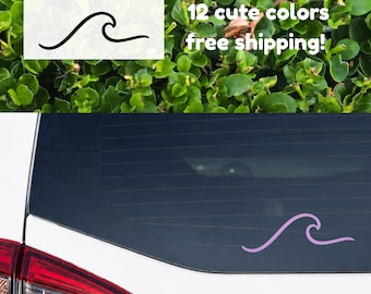 Ocean Wave Vinyl Decal | Minimalist Surf Car Sticker, Beach Lover Waterproof Window Decal